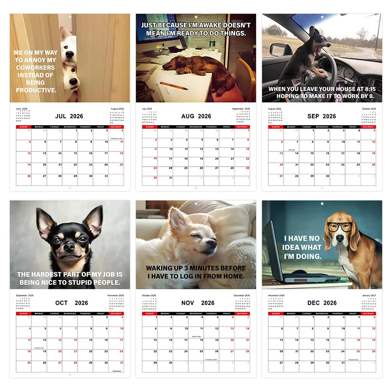 Funny Desk Dogs Calendar 2026