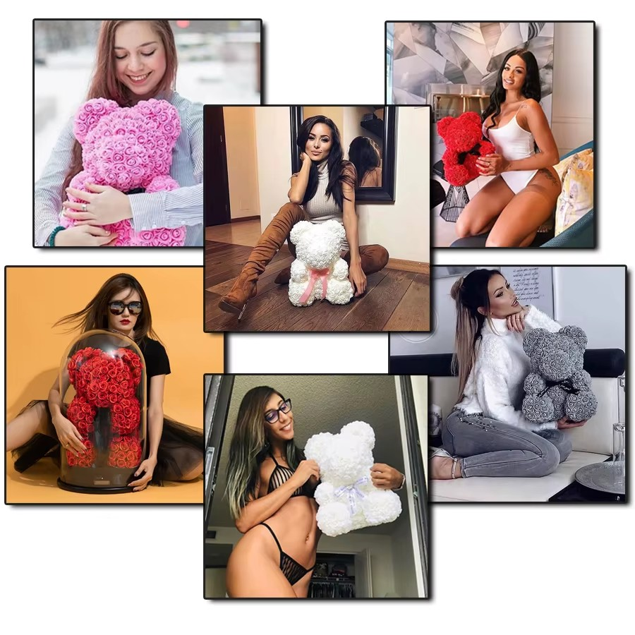 Eternal Rose Teddy Bear Gift (40cm)