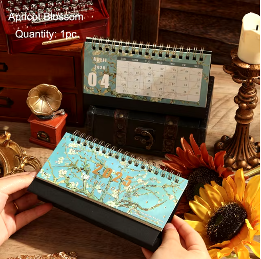 2025 Vintage Painting Desk Tabletop Flip Calendar