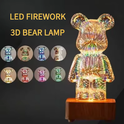 3D Bear Colorful Fireworks LED USB Night Light