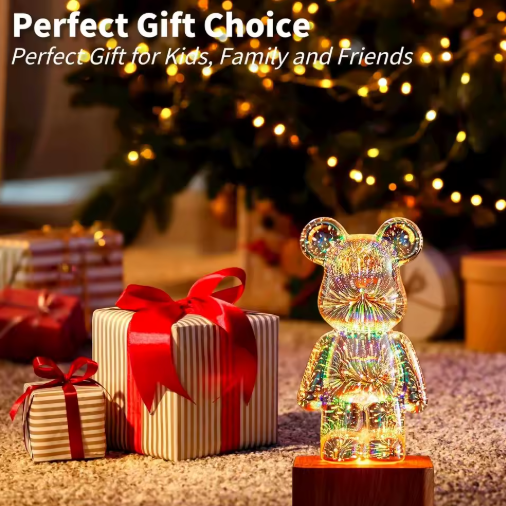 3D Bear Colorful Fireworks LED USB Night Light