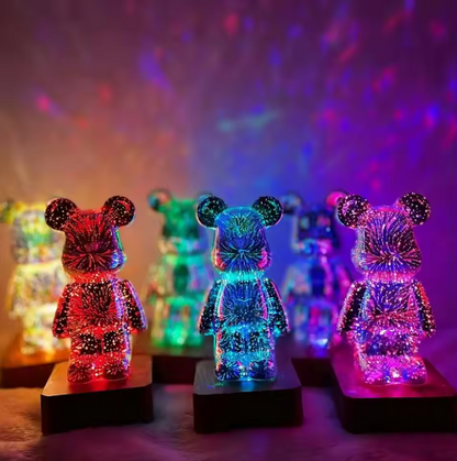 3D Bear Colorful Fireworks LED USB Night Light