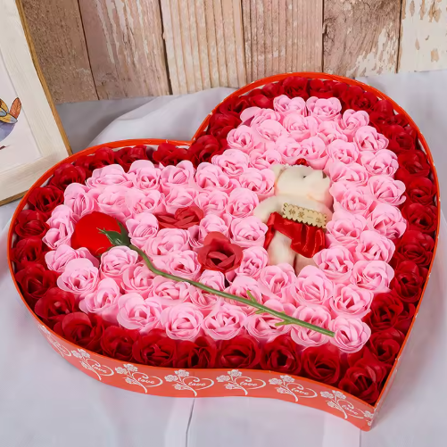 99 Roses Heart-Shaped Scented Soap Flowers Gift Box