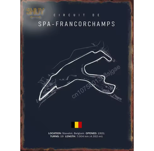 World Circuit Racetracks Metal Poster Wall Art