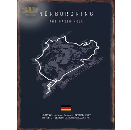 World Circuit Racetracks Metal Poster Wall Art