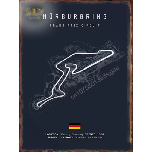 World Circuit Racetracks Metal Poster Wall Art