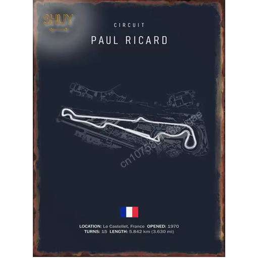World Circuit Racetracks Metal Poster Wall Art