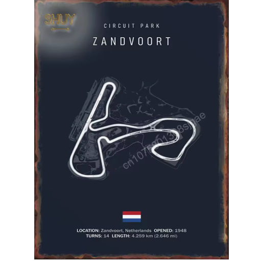 World Circuit Racetracks Metal Poster Wall Art