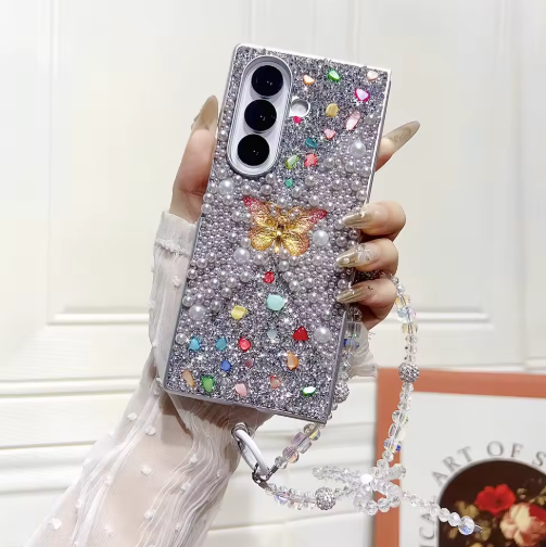 Diamond Butterfly Luxury Phone Case For Samsung Galaxy Z Fold 4, 5, 6, 7