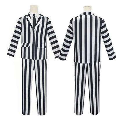 Beetlejuice Scary Striped Halloween Suit Costume