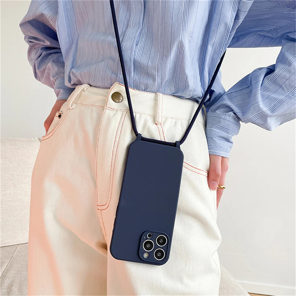 Crossbody Fashionable Silicone Phone Case For iPhone 14, 15, 16