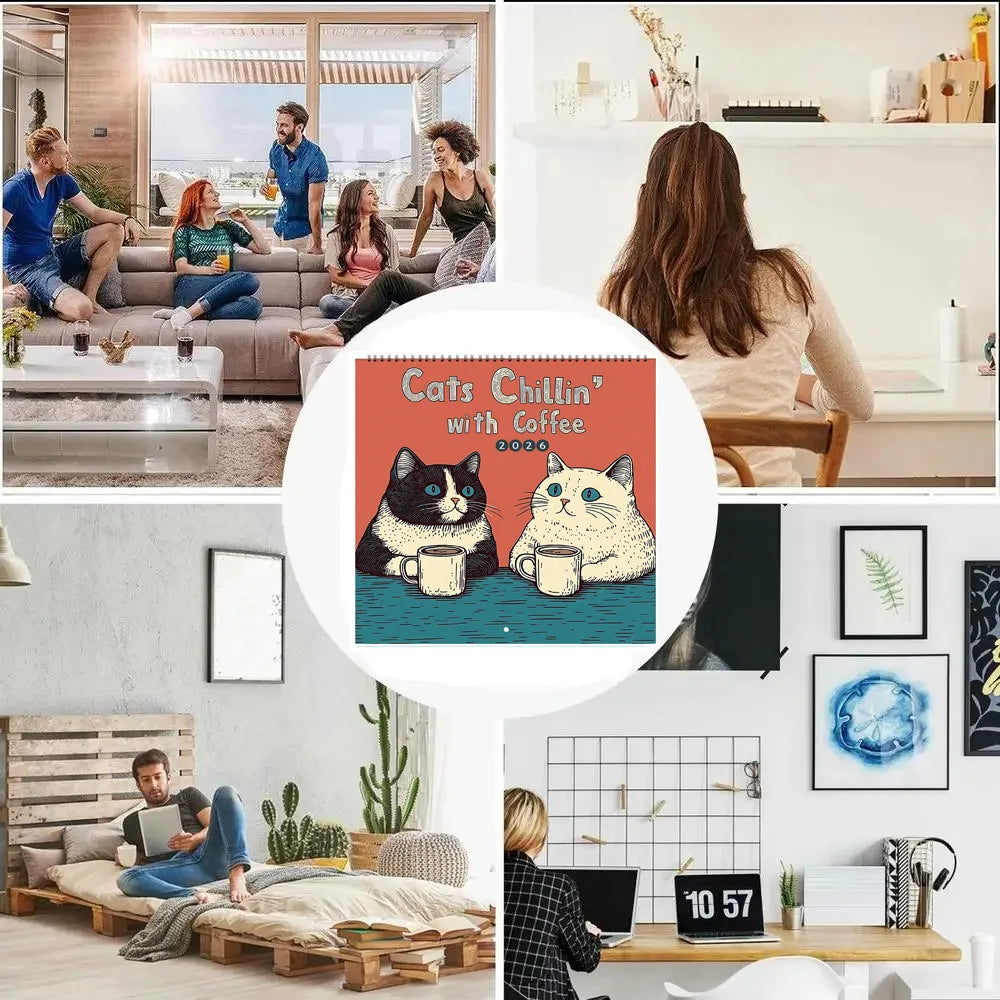 Cats Chillin' With Coffee Calendar 2026