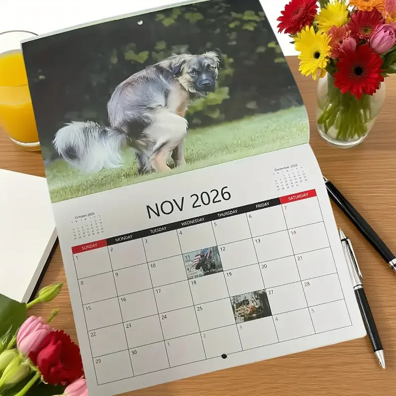 Dogs Pooping In Beautiful Places 2026 Calendar