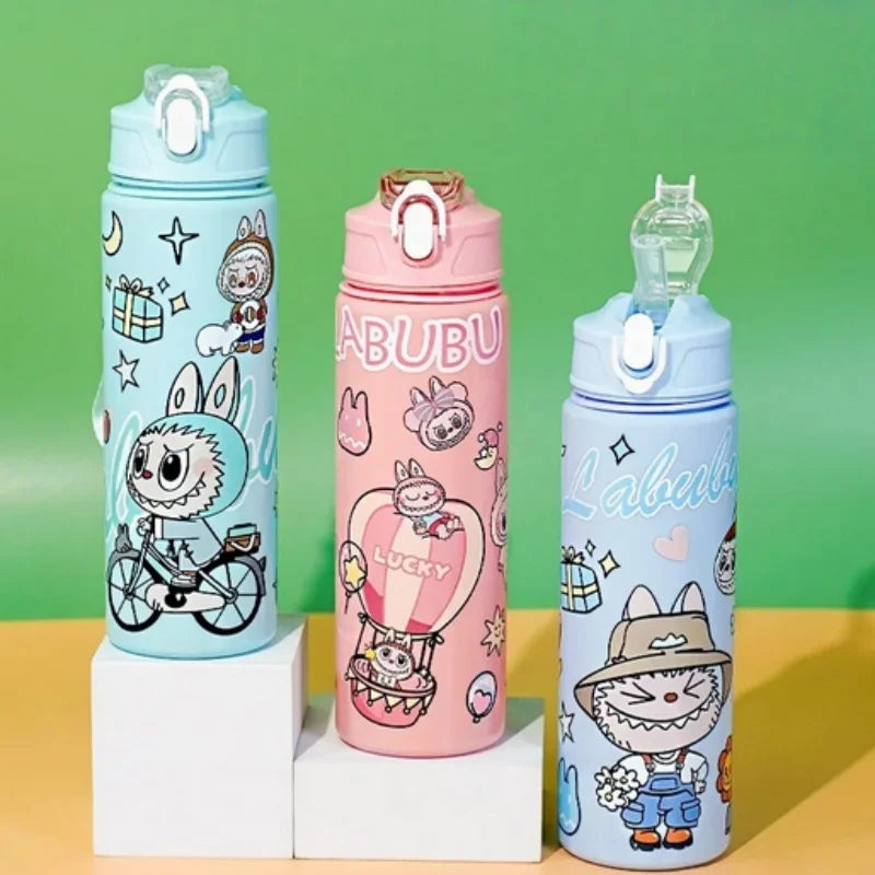 Little Monsters BPA FREE Portable Straw Water Bottle For Kids