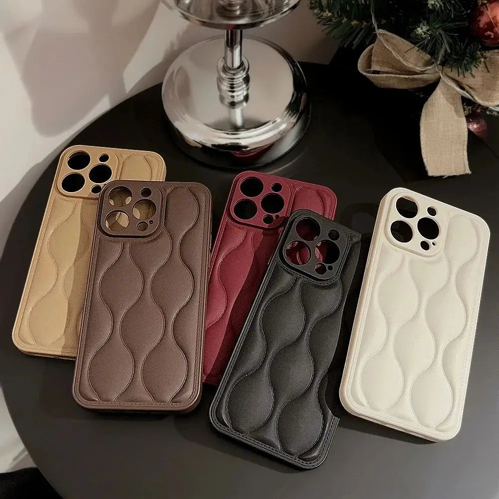 Luxury Wavy Down Jacket Texture iPhone Case For 16 15 14 13 12 11 Pro Max