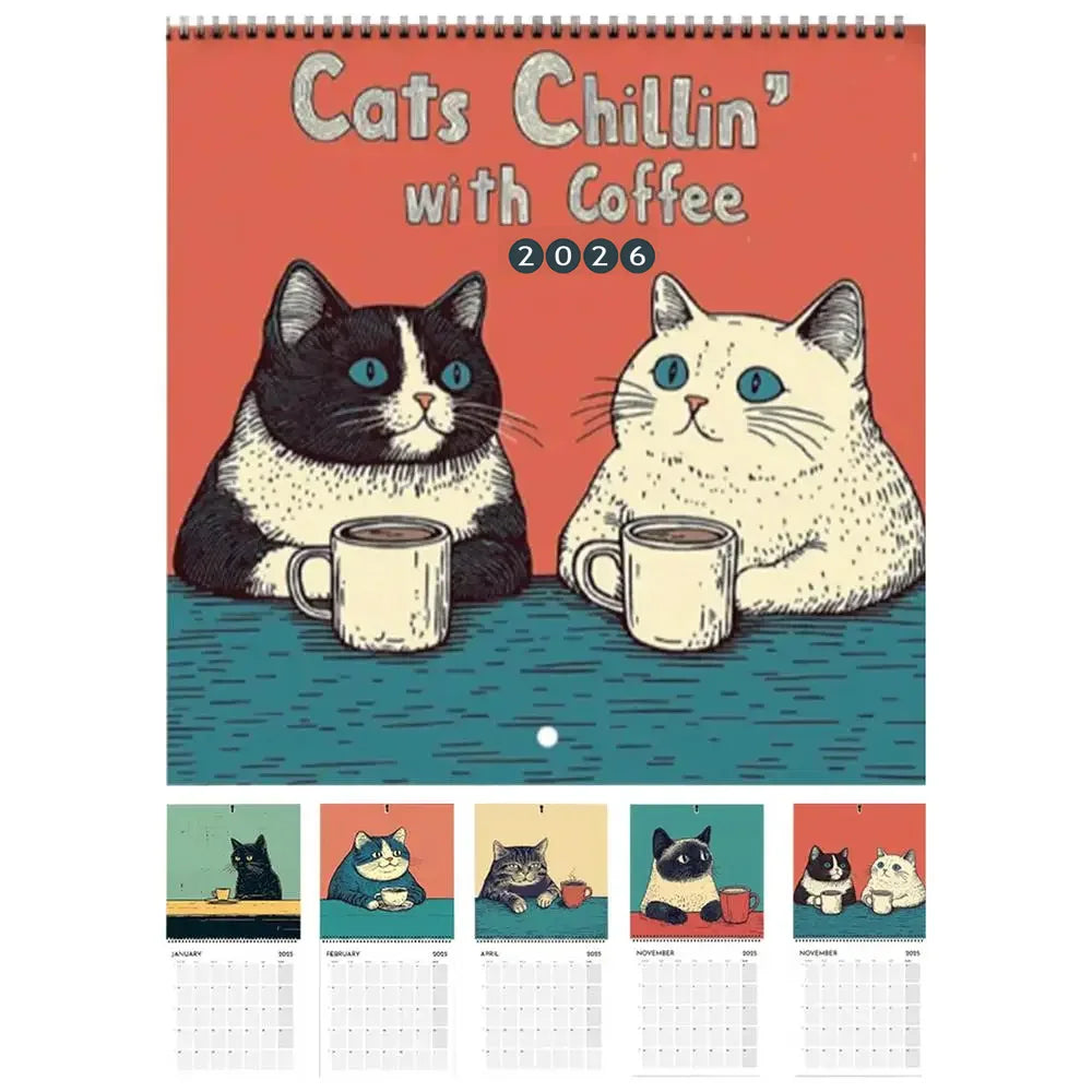 Cats Chillin' With Coffee Calendar 2026