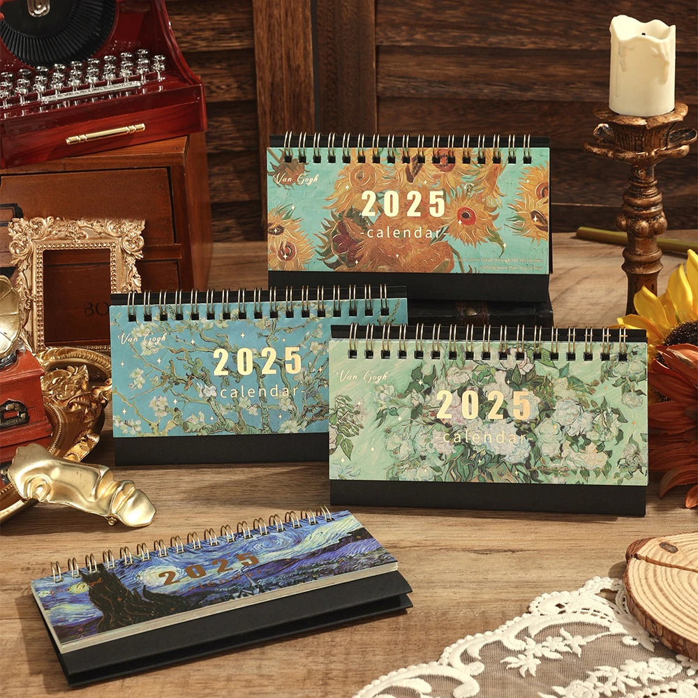 2025 Vintage Painting Desk Tabletop Flip Calendar