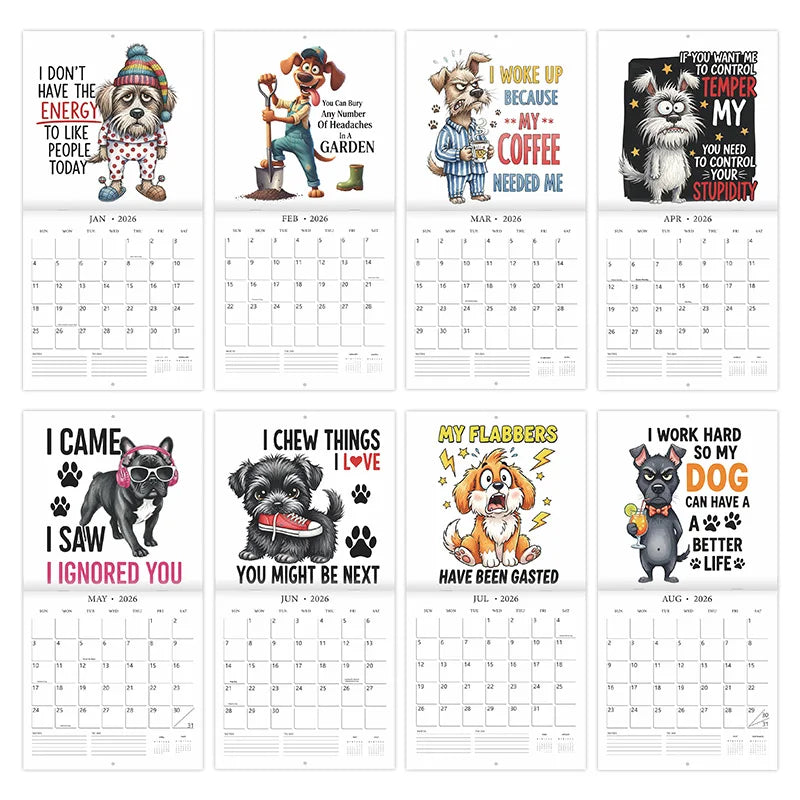 Sarcastic Funny Dogs 2026 Calendar
