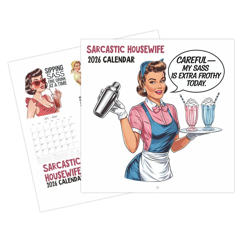 Funny Vintage Art Sarcastic Housewife 2026 Planner Calendar