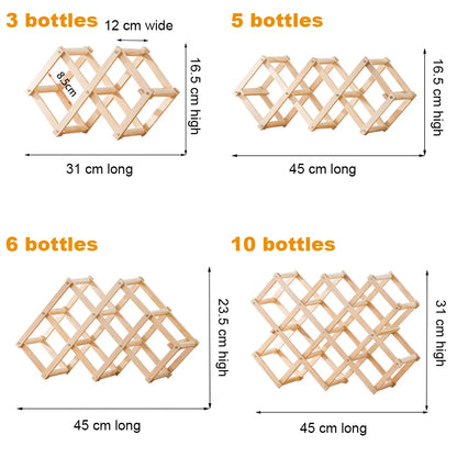 Pine Wood Stackable and Foldable Wine Rack