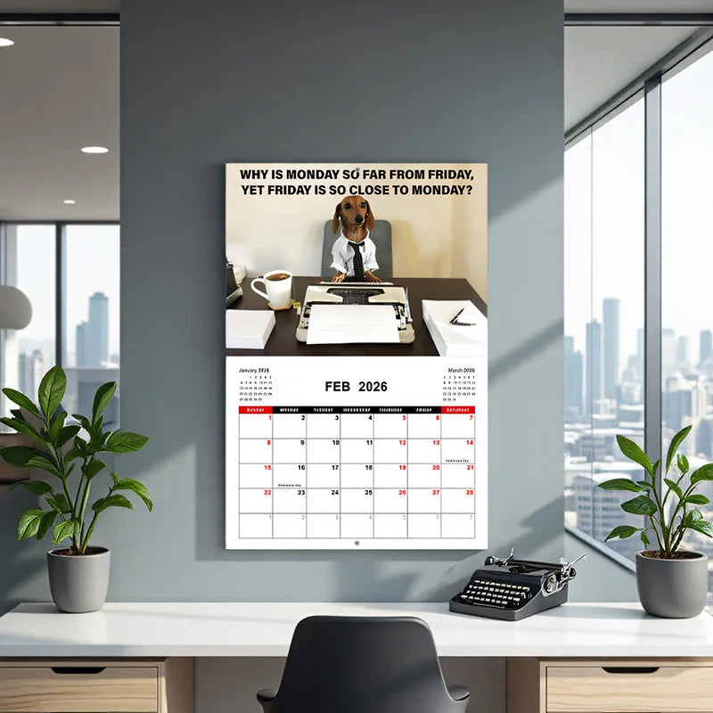 Funny Desk Dogs Calendar 2026