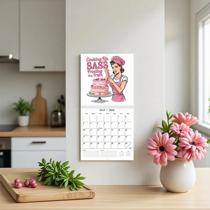 Funny Vintage Art Sarcastic Housewife 2026 Planner Calendar