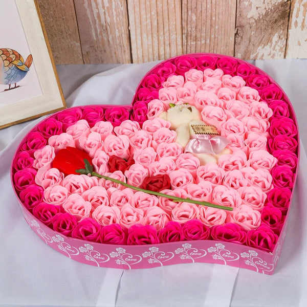 99 Roses Heart-Shaped Scented Soap Flowers Gift Box