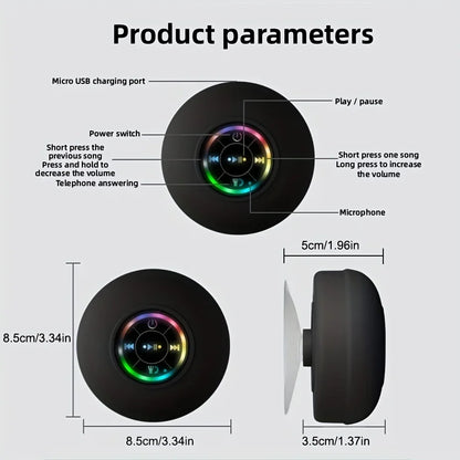 Waterproof Wireless Bluetooth LED Shower Speaker