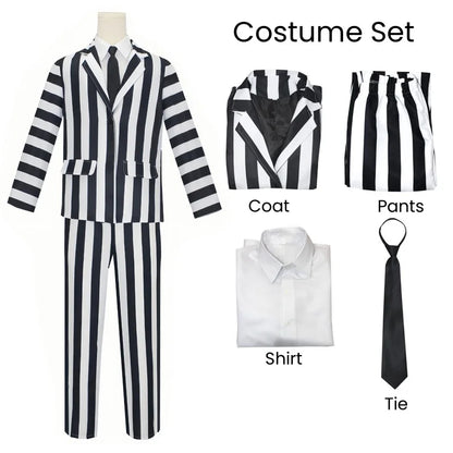 Beetlejuice Scary Striped Halloween Suit Costume