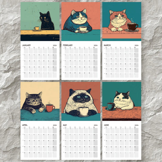 Cats Chillin' With Coffee Calendar 2026
