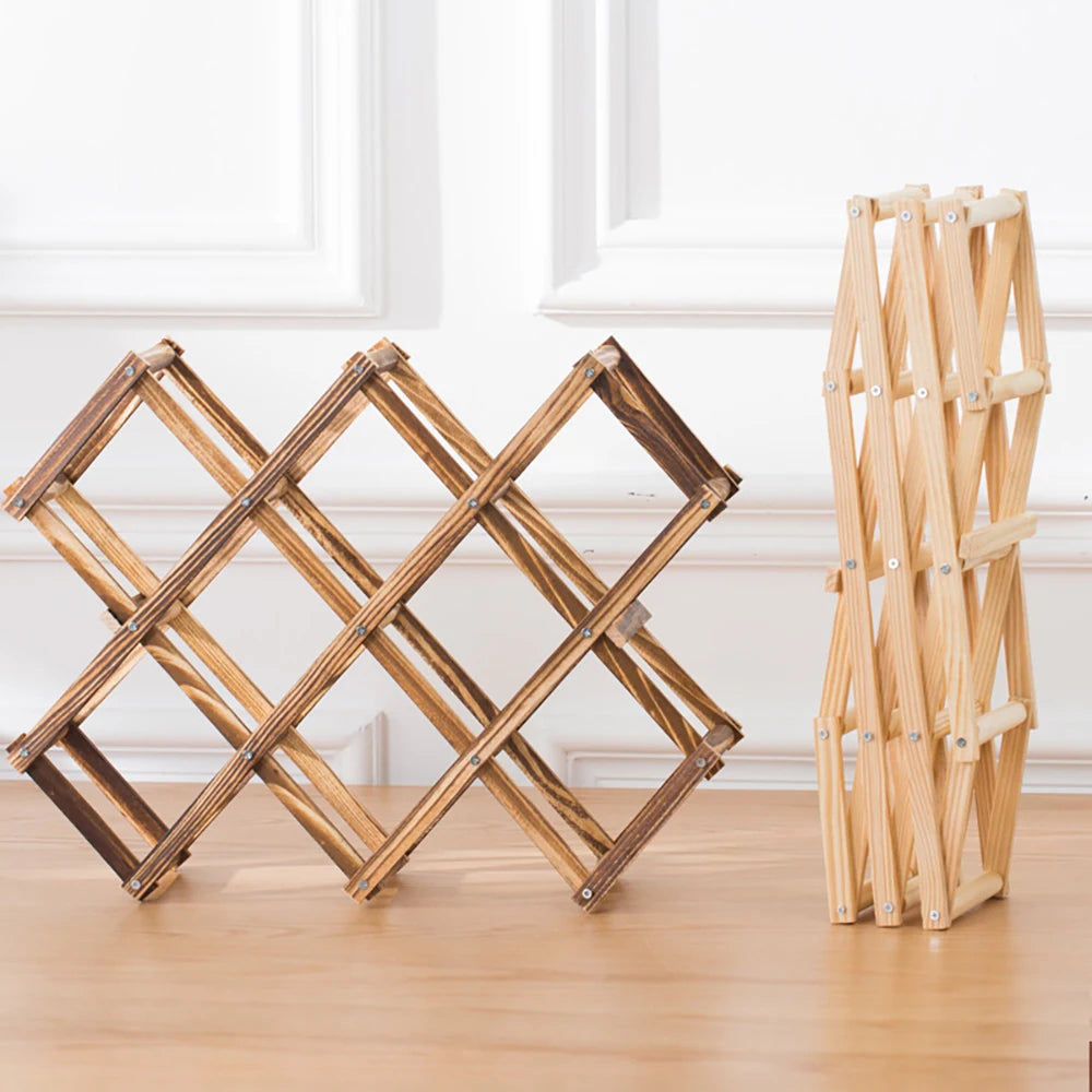 Pine Wood Stackable and Foldable Wine Rack