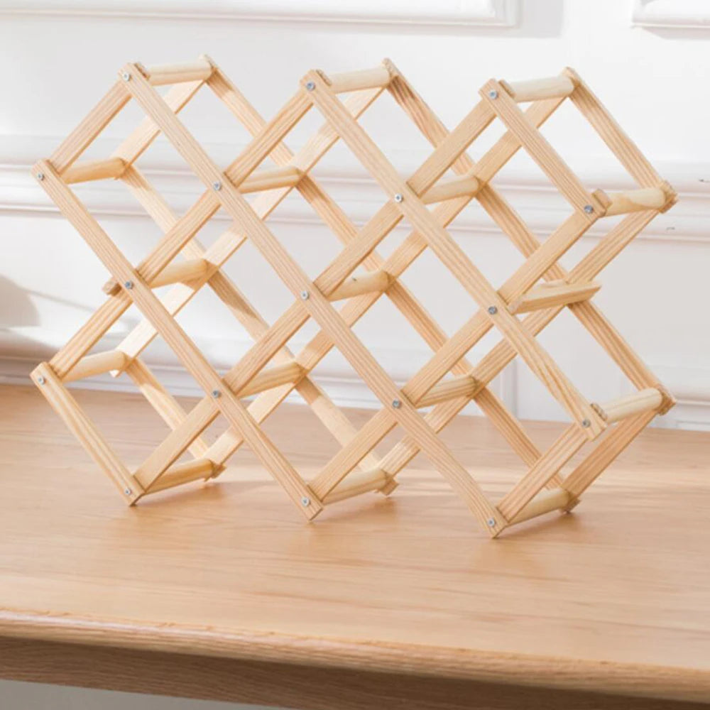 Pine Wood Stackable and Foldable Wine Rack