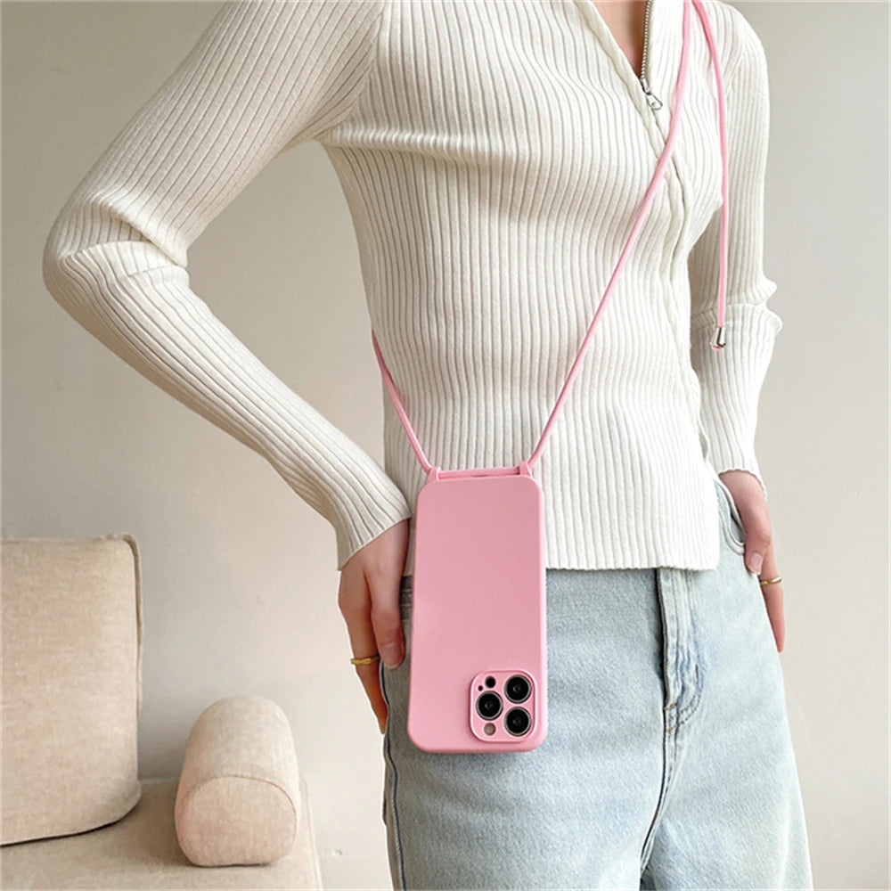 Crossbody Fashionable Silicone Phone Case For iPhone 14, 15, 16