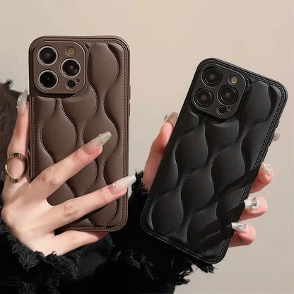 Luxury Wavy Down Jacket Texture iPhone Case For 16 15 14 13 12 11 Pro Max