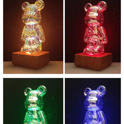 3D Bear Colorful Fireworks LED USB Night Light