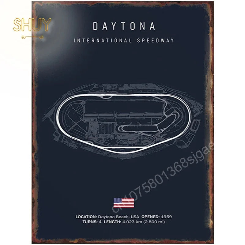 World Circuit Racetracks Metal Poster Wall Art