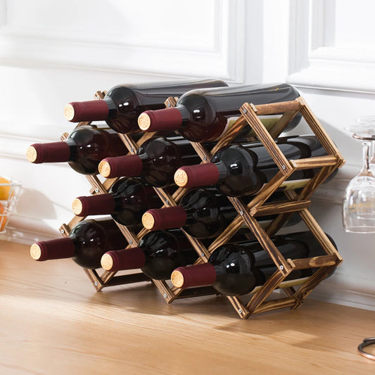 Pine Wood Stackable and Foldable Wine Rack