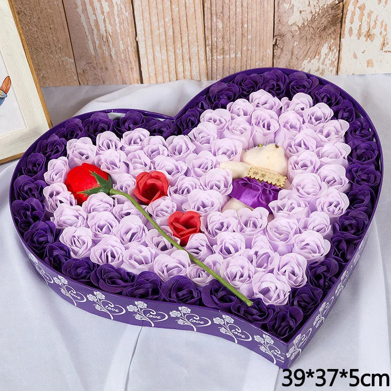99 Roses Heart-Shaped Scented Soap Flowers Gift Box