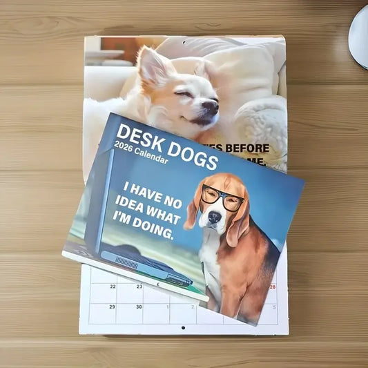 Funny Desk Dogs Calendar 2026