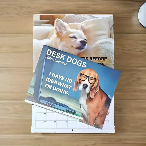 Funny Desk Dogs Calendar 2026