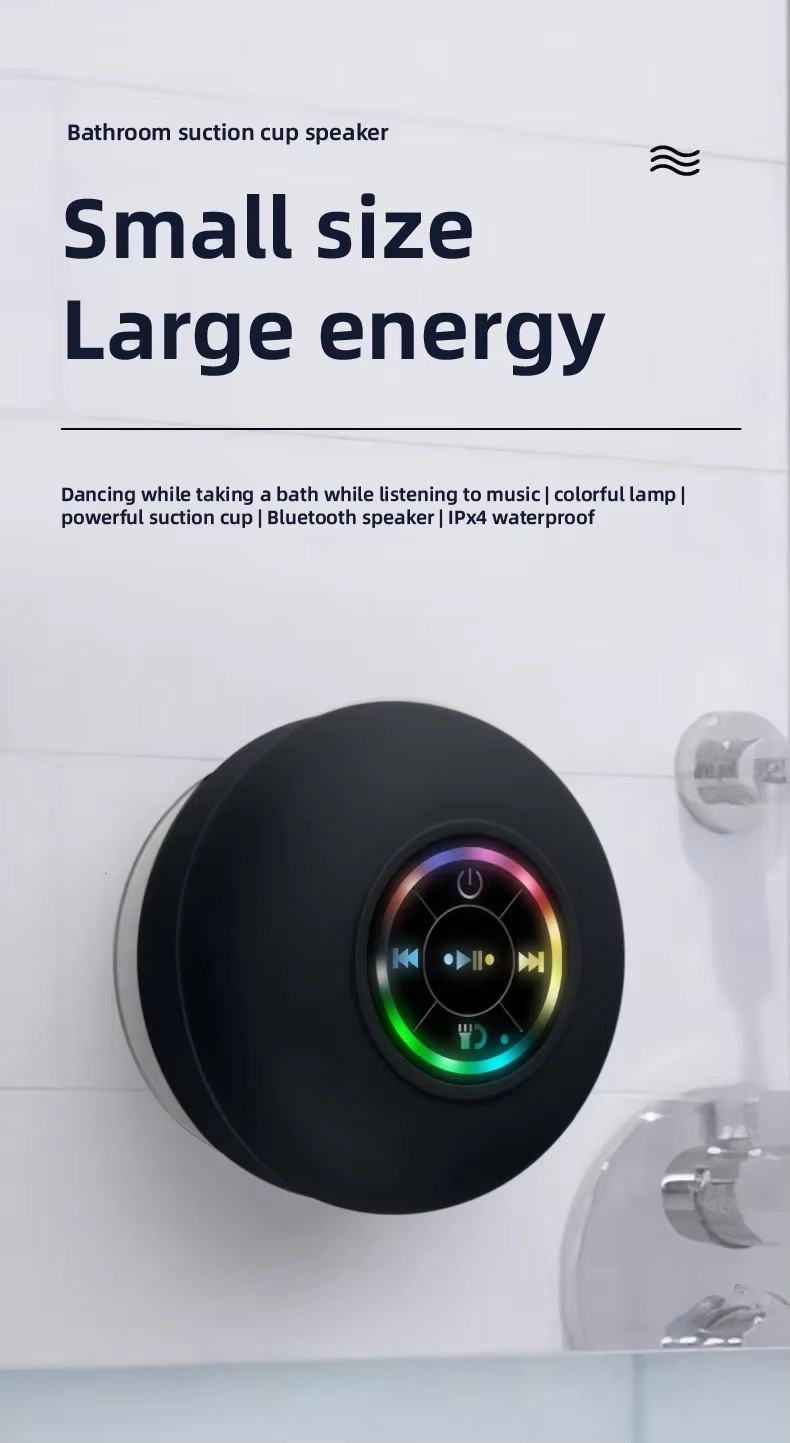 Waterproof Wireless Bluetooth LED Shower Speaker