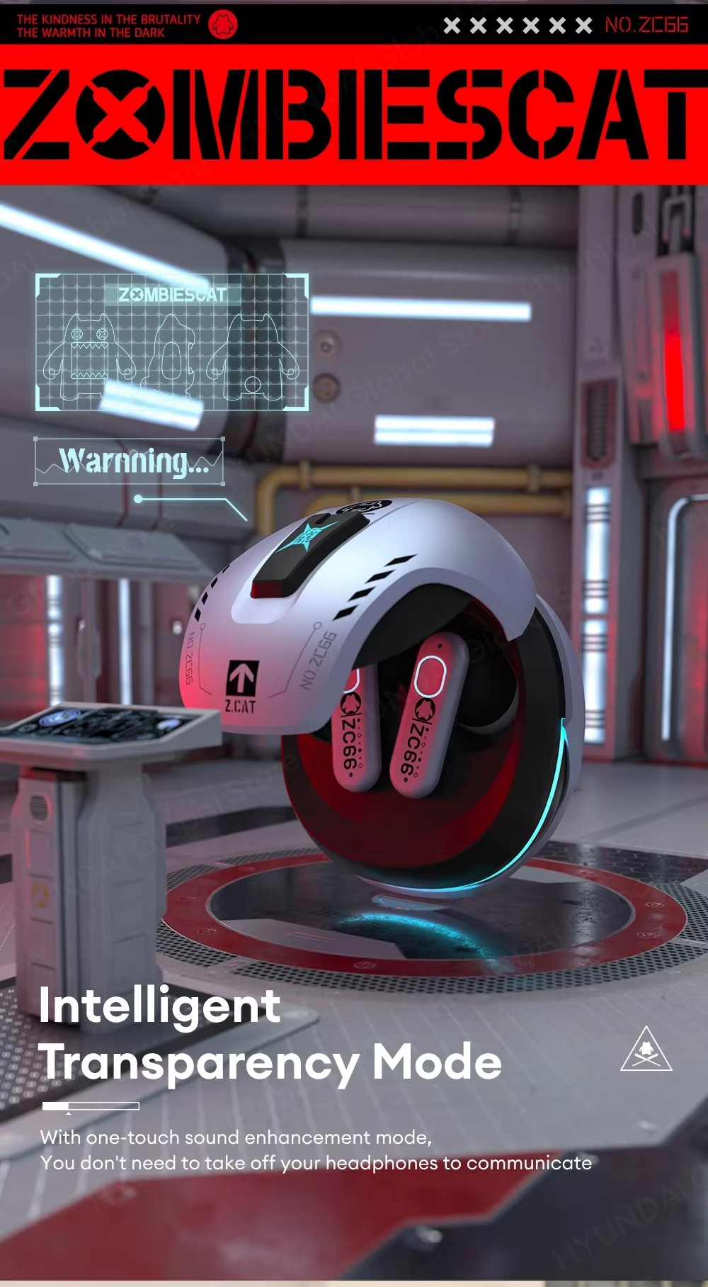 ZOMBIESCAT Bluetooth Wireless RGB Light ANC Earbuds