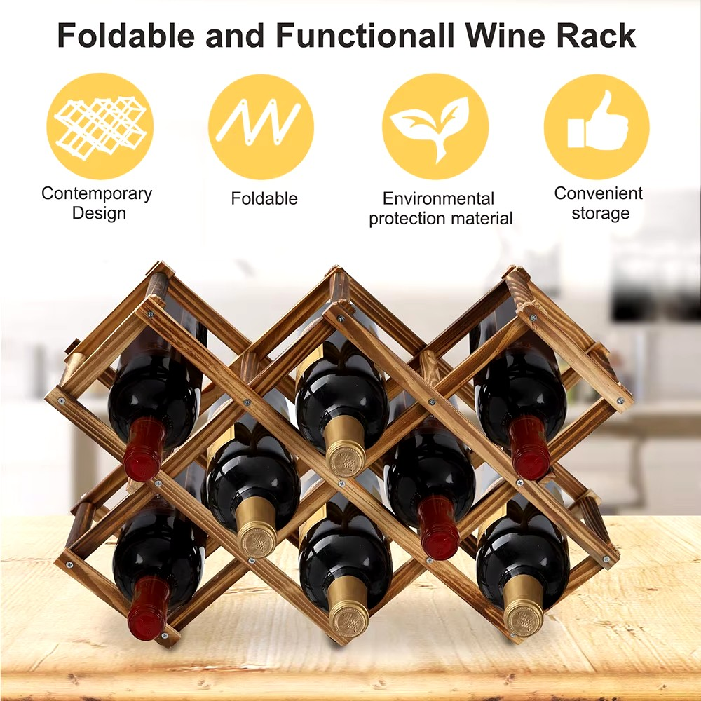 Pine Wood Stackable and Foldable Wine Rack